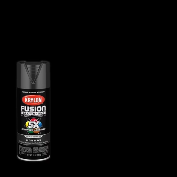 Krylon K02702007 Krylon Fusion All-In-One Black Gloss 12 oz Spray Paint, Multi-Surface, (1 Piece, 1 Pack)