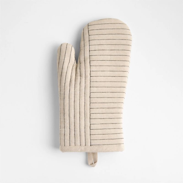 Crate & Barrel Hanno Natural Embroidered Organic Cotton Oven Mitt