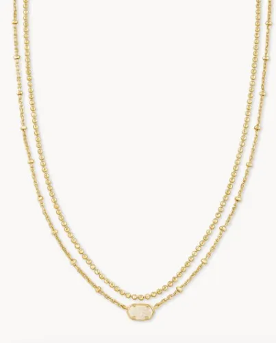 Emilie Gold Multi Strand Necklace in Iridescent Drusy