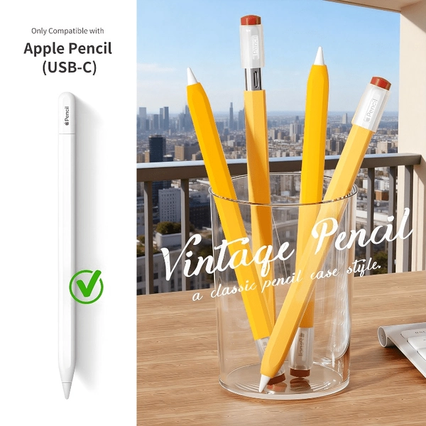 Apple Third-Generation Silicone Protective Case, Suitable for Apple Pencil USB-C Protective Cover, Perfect Grip and Protection, Magnetic Charging Compatibility, Yellow, Promotes Comfort and Nostalgia