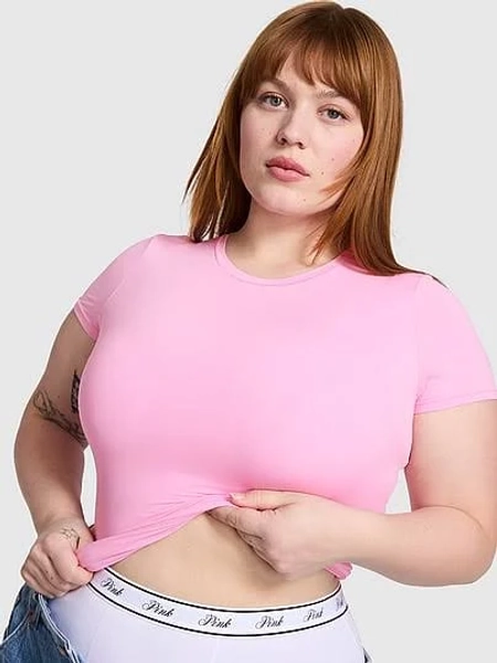 Women's Pink Base Stretch Short-Sleeve Tee