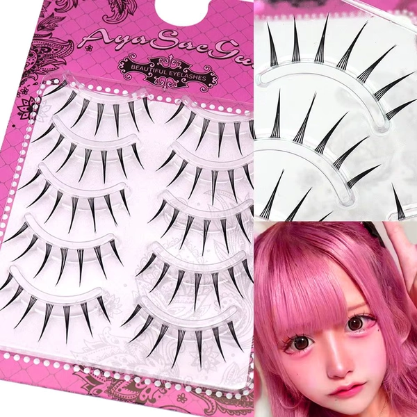 Anime Cosplay False Eyelashes Spiky Manga Style 5 Pairs Soft & Reusable for Lolita, Harajuku & Japanese Kawaii Makeup Looks