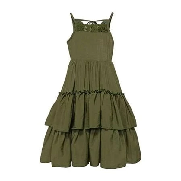 Girls' Spaghetti Strap Backless Tiered Maxi Dress