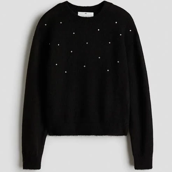 H&M Girls Rhinestone-Detailed Jumper