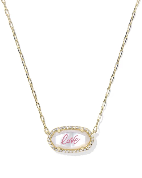 Elisa Pave Frame Gold Short Pendant Necklace 