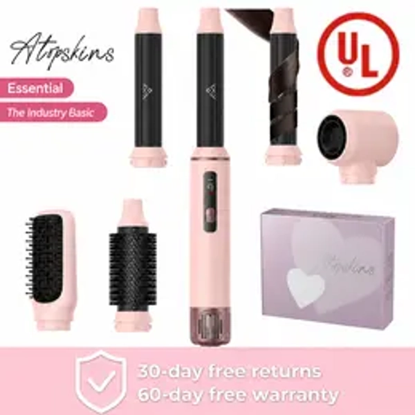 ATOPSKINS 5-in-1 Hairstyle Hot Air Brush Ultra-Lightweight Air Styler Gentle Styling High-Temp Plastic Parts 30-Day Warranty Handle Attachment Hair Curling Tool