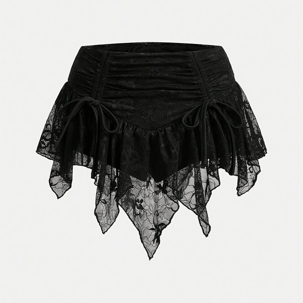 Women's Lace Fabric Fashion Asymmetrical Pants Skirt