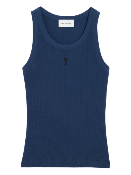 AMI Paris Ami De Coeur logo-embroidery Tank Top | Blue | FARFETCH