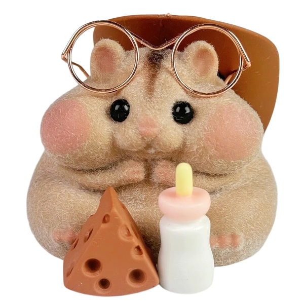 Handmade Taba Squishy Hamster Toy, Soft Silicone Mochi Fidget Toy, Cute Stress Relief Gift (Brown)