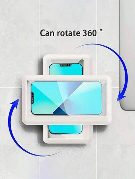 360 °   Rotation Waterproof Shower Phone Holder, Shower Phone Case, Anti-Fog High Sensitivity Cover Mount Box For Bathroom Wall Mirror Bathtub Kitchen, Waterproof Bathroom Touch Screen Phone Box