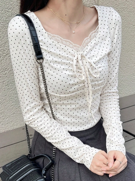 polka dot white shirt 