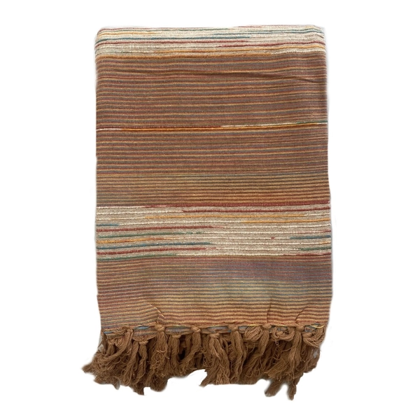 100% cotton handloomed multi-colours bedspread orange and red tones throw 230 x 255cm