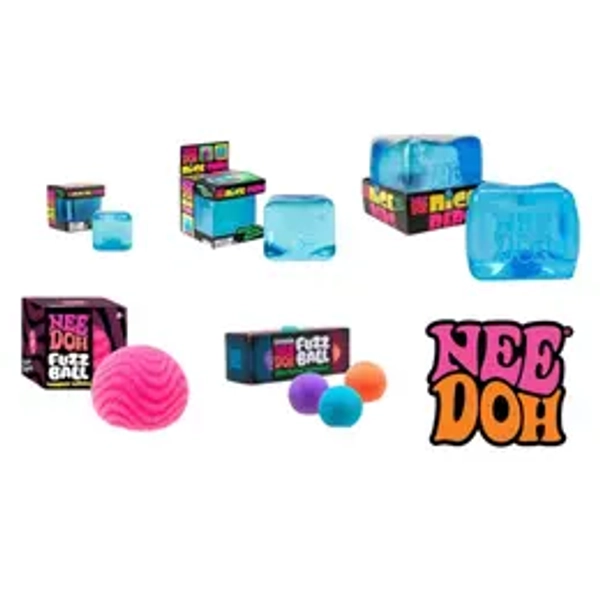 NeeDoh Sensory Mega Pack - Holiday Best Seller Fidget Set: Nice Cube, Berg, Teenie, Wonder Waves, Fuzz Ball - Random Colors