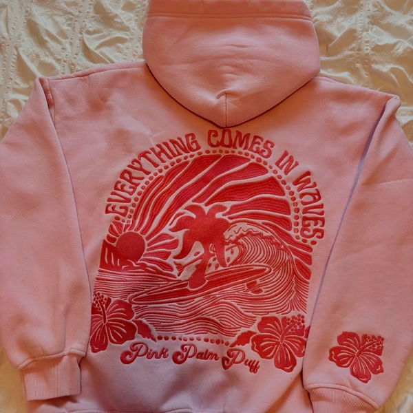 Pink Palm Puff Hoodie! 

-Only worn a couple times,...
