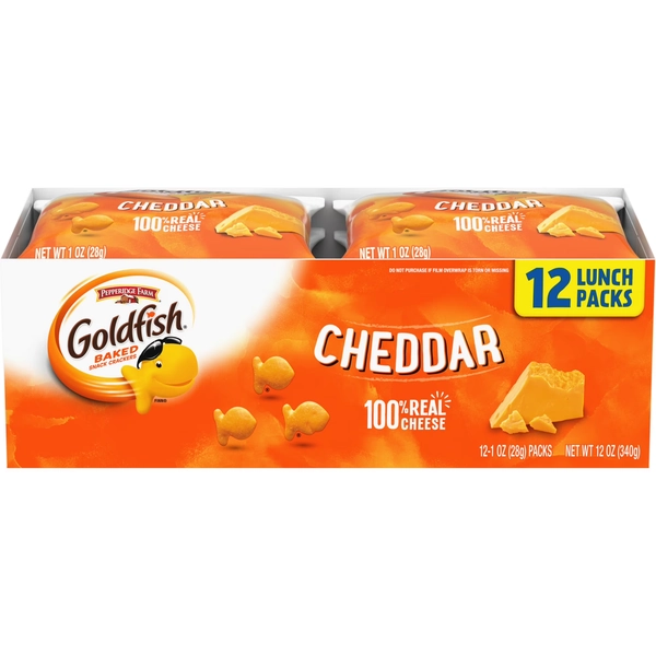 Goldfish Cheddar Cheese Crackers, Snack Packs, 1 oz, 12 Count Multi-Pack Tray - Walmart.com