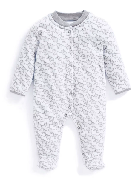 Pure Cotton Elephant Sleepsuit (6½lbs-1 Yrs)