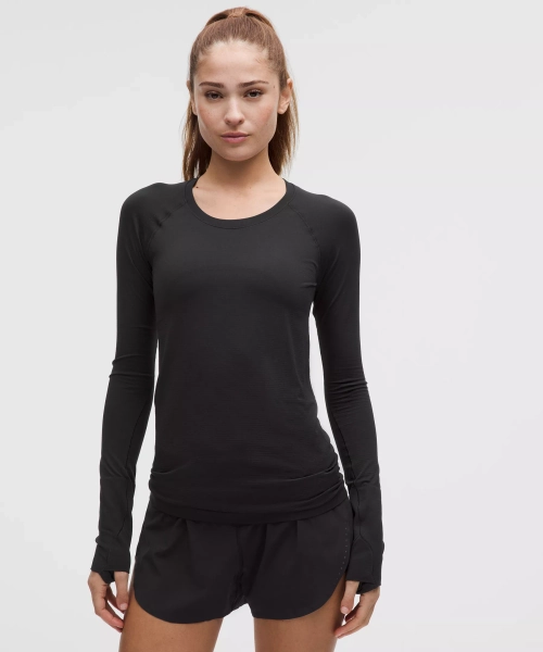 Swiftly Tech Long-Sleeve Shirt 2.0 *Waist Length - Black/Black - 16
