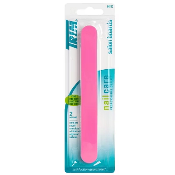 Trim Fine & Light Fine Pink Salon Boards - 2pc: Nail File for Nails, Toenails, Travel Size