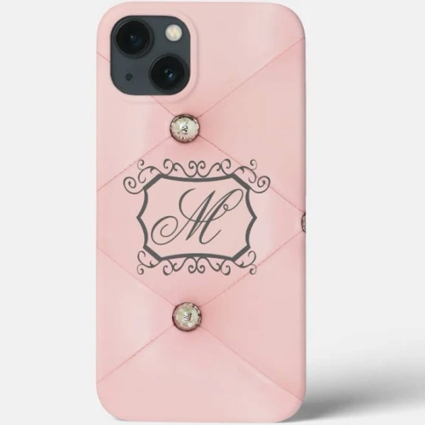 Diamond Bling Pink Tufted Leather Jewel iPad Case