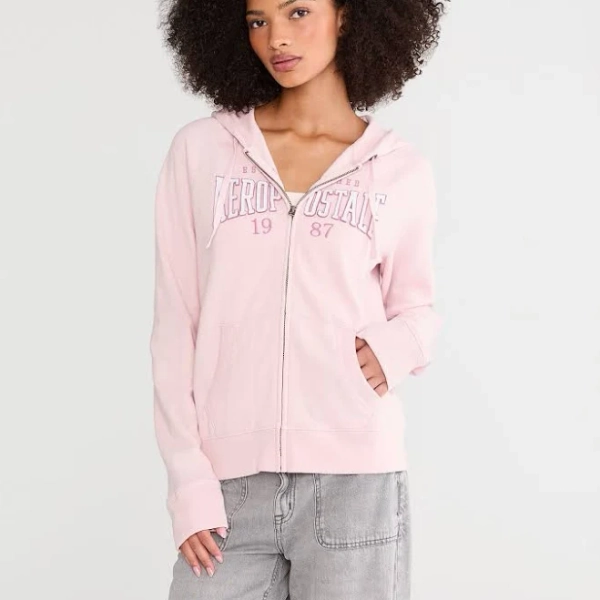 Aeropostale Women's 1987 Full-Zip Cotton Hoodie