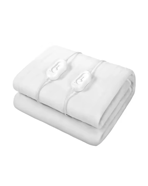 Advwin Double Size Electric Blanket Heated Underblanket Dual Controller 3 Heat Settings Waterproof White 193x137cm