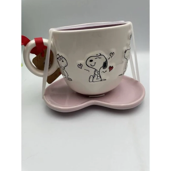 Rae Dunn Holiday | New Rae Dunn Valentine's Day Peanuts Snoopy Large Cup & Heart Shaped Saucer | Color: White | Size: Os | Theritetime's Closet