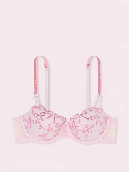 PINK x LoveShackFancy Bows Push-Up Balconette Bra