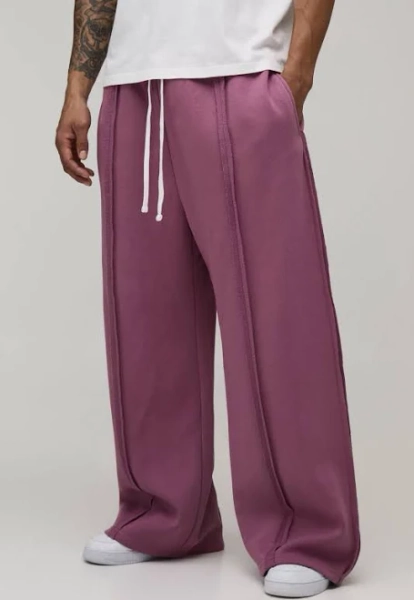 boohooMAN Men's Extreme Wide Leg Exposed Seam Denim Jogger Pants