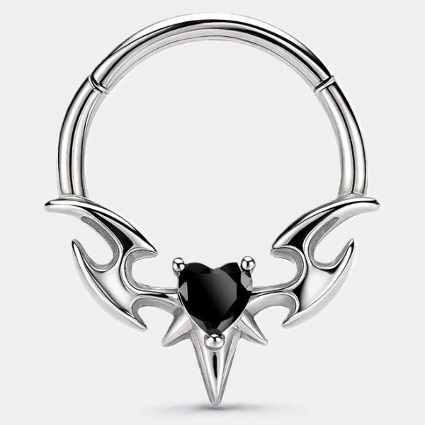 Oufer V-Spear Heart CZ Septum Ring