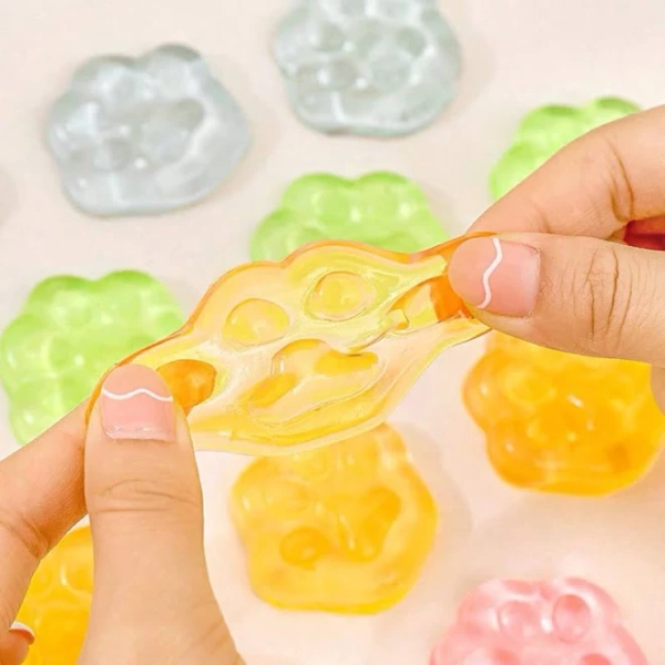 Multicolor Soft Cat Paw Mochi Fidget Toys Sensory Squishy Anti Stress Cute TPR Stress Relief Mini Assorted Styles Kids Adults Party Favors,Random 24pc