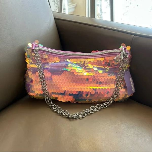 Claire's Bags | Shimmering Sequin Shoulder Bag | Color: Orange/Pink | Size: 12w X 6h In. | Kcaaccessories's Closet
