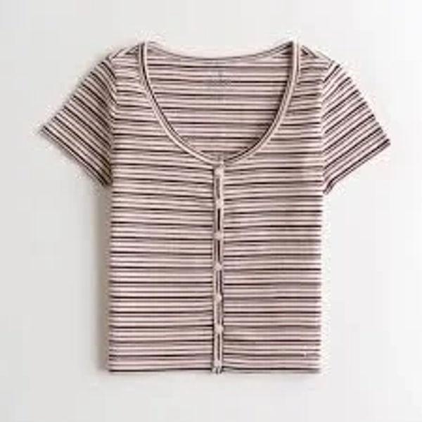 (NWT) Hollister Striped Must-Have Button-Front Top