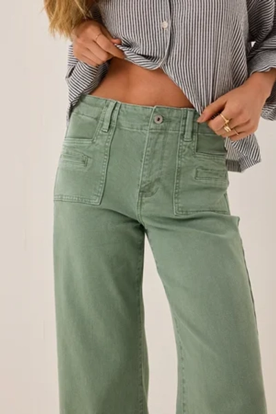 
        Garner Wide Leg Denim Pant in Sage Green | Altar'd State
    