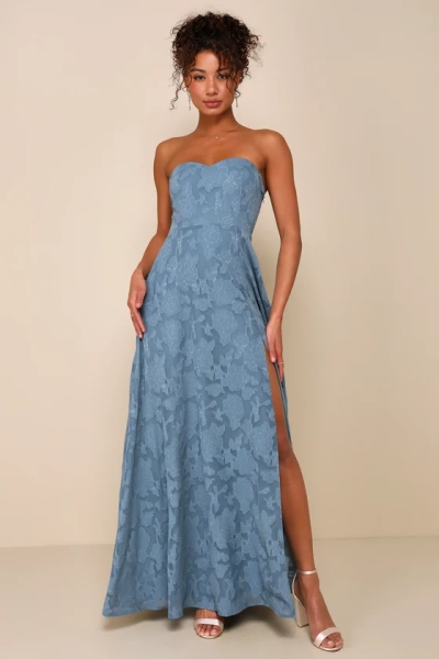 Lulus: Romance Dusty Blue Floral