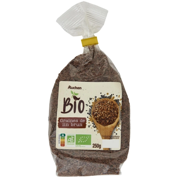 AUCHAN BIO Graines de lin brun 250g