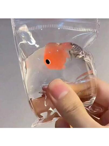 Cute Stress Relief Taba, Fish Fillet Stress Ball, Transparent Goldfish Pouch Silicone With PVC Material Your Bad Mood