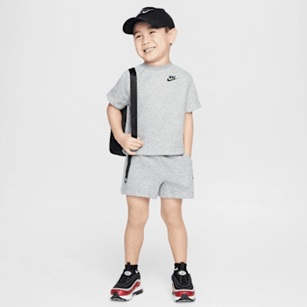 Nike Toddler Tech Fleece T-Shirt and Shorts Set - Dark Grey Heather - Size 2T