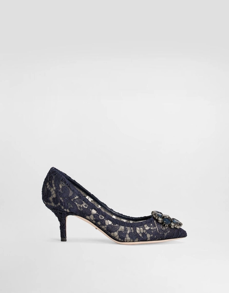 Lace rainbow pumps with brooch detailing