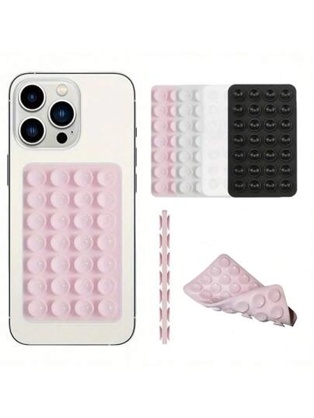 Silicone Suction Cup Phone Stand With 28 Independent Suction Cups, Reusable Double-Sided Holder For Makeup Fitness Shower Car Kitchen, Strong Grip Adhesive-Free Mount Compatible With All Smartphones, Perfect Gift For Birthday Family Friends