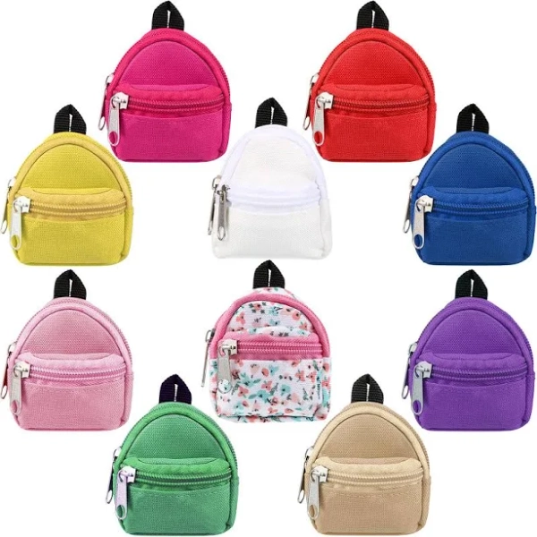 Skylety 10 Pcs Doll Backpacks Mini Doll Backpacks Mini Zipper Backpack for Dolls Cute Doll Bags Doll Accessories Supplies for Do