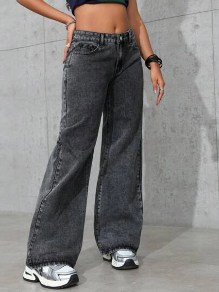 Women's Pocket Straight Loose Casual Versatile Denim Jeans