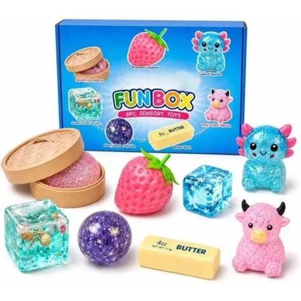 8 PCS Squish Fun Box Toys Set