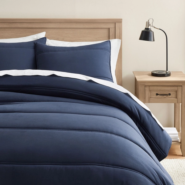Super Plush Stripe Comforter,Twin/Twin XL, Blue