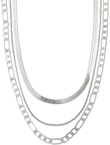 Believe by Brilliance Women's Fine Silver Plated Triple Layer Necklace Set