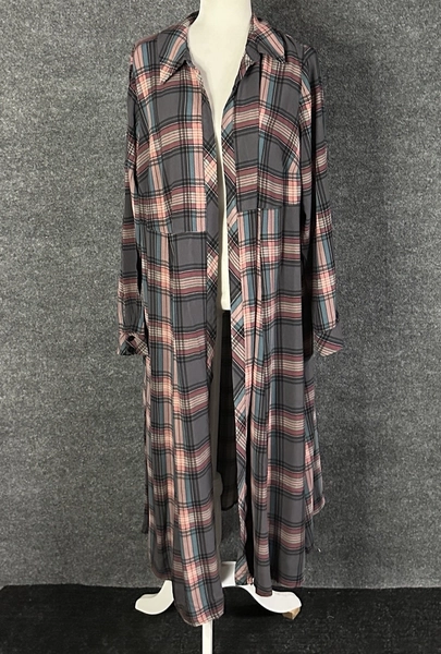 Torrid Challis Plaid Maxi Shirt Kimono Duster Size 2X BY4122