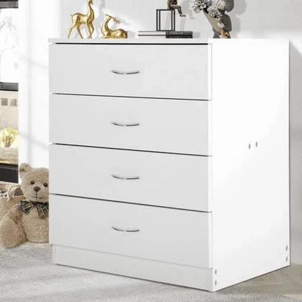Enyopro 4 Drawer Dresser for Bedroom and Home Office, White Wooden Chest of Drawers, Modern Narrow Storage Dresser for Closet, Living Room, Hallway