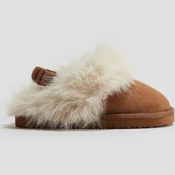 Girls H&M Light Brown Fluffy-Lined Slippers