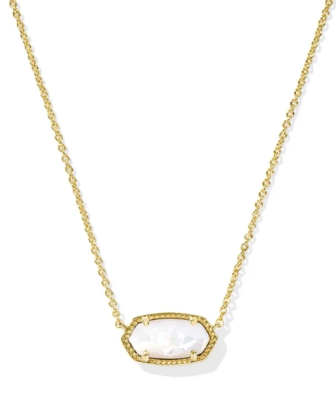 Elisa Gold Pendant Necklace in Ivory Mother-of-Pearl
