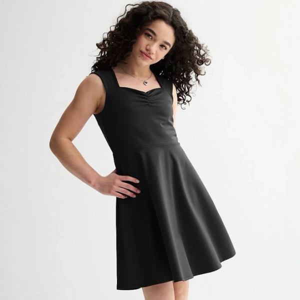 Girls Tie Back Skater Dress & Necklace Set