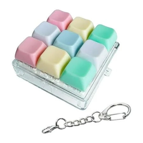 Forestwhale Keyboard Fidget Toy Click Keychain Stress Relief Button Toy 9-in-1 Keyboard Decompression Button Gift for Adult Colorful Macaron, Adult